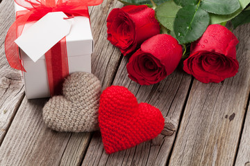 Valentines day gift box, roses and hearts