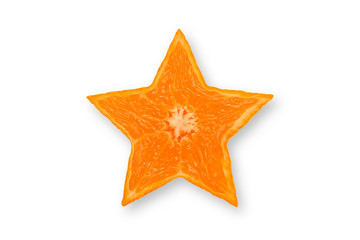 slice of orange in the form of a star isolated on white