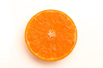 slice of orange, top view isolated on white