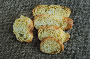 dry white bread on the table