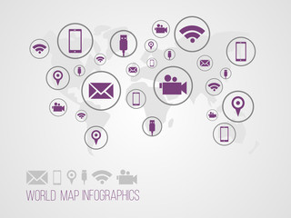 Infographics map with symbols