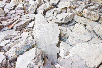 Demolished concrete structure in a construction site - background