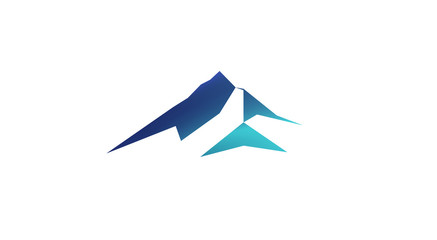 Image snow mountains peak (Everest) logo. Much blue triangles. Can be used as sports badge, emblem of mineral water, tourism banner, travel icon, sign, decor...