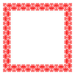 Border pattern. Frame art. Antique elements. Vintage. Pixel art. Red tones.