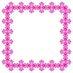 Border pattern. Frame art. Antique elements. Vintage. Pixel art. Pink tones.