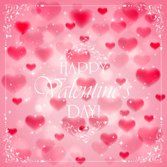 Valentines day background with pink hearts