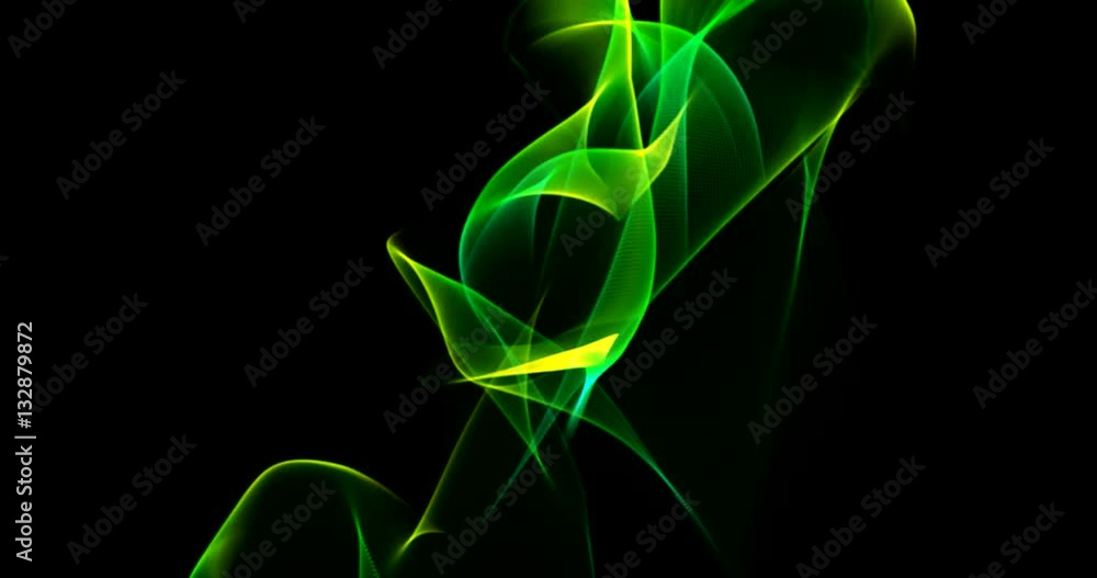 Wall mural dancing lights aurora 4k particle rendered background intro clip in green tones