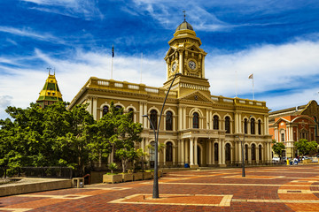 Fototapeta na wymiar Republic of South Africa. Port Elizabeth (The Bay, Die Baai, Windy City). The City Hall built in the colonial style and the Market Square