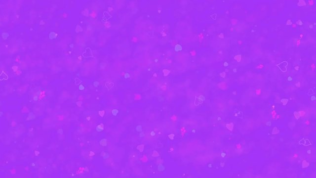 Love themed purple animated background with moving hearts and roses for Valentine's Day