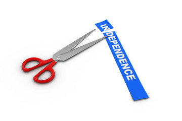 Scissor cut the word independence