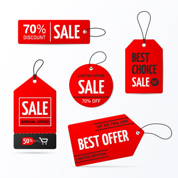 Set of sale tags with text - Limited edition, best choice, special offer. Vector labels for design banners and flyers. Isolated from the background.