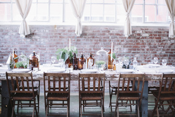 Rustic table with place settings