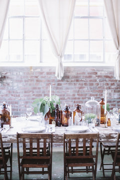 Rustic table with place settings