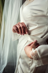 bride in a white gown, the morning of the bride, the bride preparation