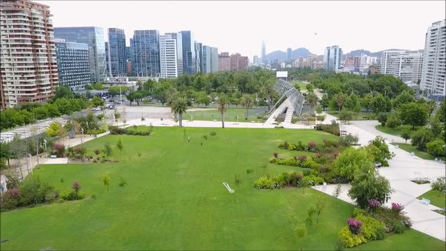 Aerial view of Park at a city in Santiago Chile