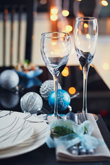 Winter table setting with Christmas decoration