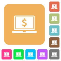 Laptop with Dollar sign rounded square flat icons