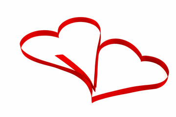 isolated heart of red ribbon on a white background for the  Vale