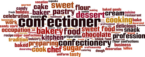 Confectioner word cloud concept. Vector illustration
