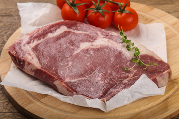 Raw ribeye steak
