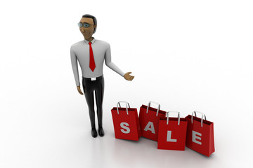 3d man with shopping bag