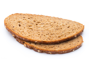 Slices of rye bread isolated on white background