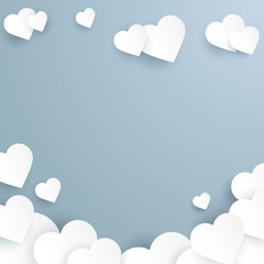 Valentine's day abstract background with cut paper hearts. Vector