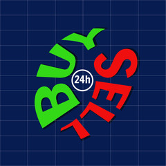 Trading on the stock exchange. Sell and buy. Text. Logo.