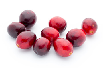 Cranberries top view. Red, ripe cranberries macro view.