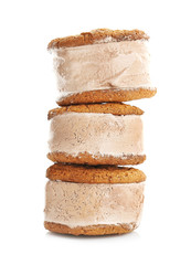 Ice cream cookie sandwiches on white background