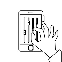 smartphone with musical console app vector illustration design