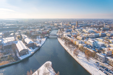Fototapeta premium Berlin-Spandau zimą, widok z góry.