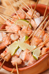 Salmon and lime skewers