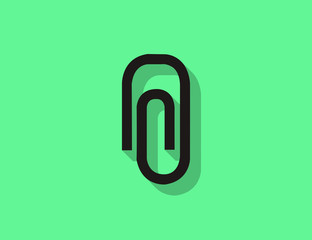 Vector flat modern paperclip icon with long shadow