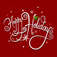Happy Holidays handwritten text with decorations