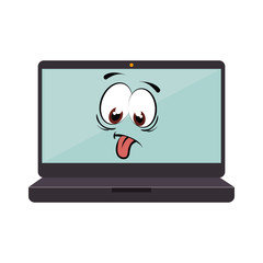 laptop computer character icon vector illustration design
