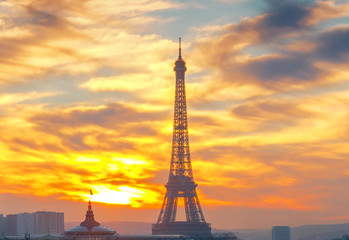 Fototapeta na wymiar Paris. Eiffel Tower at sunset.