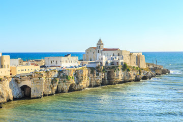 View of a sunset over Vieste - main city of Capo Gargano, Apulia, Italy