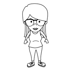 cute woman character icon vector illustration design