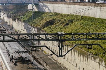 Train stopped on a rail station