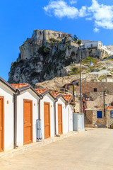 A panoramic view of Peschici, small fisihing town in Cape Gargano, Apuglia region, Italy