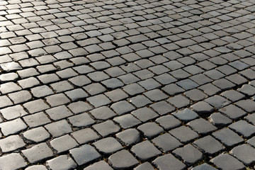 Pattern old cobbled stone square