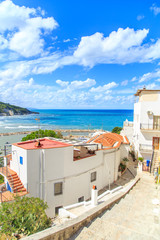 A panoramic view of Peschici, small fisihing town in Cape Gargano, Apuglia region, Italy