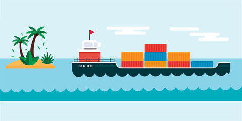 Ship cargo sea transportation vector illustration.