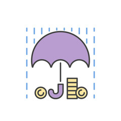 Money rain and umbrella sign icon vector