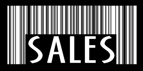 Concept of barcode with sales text printed on it