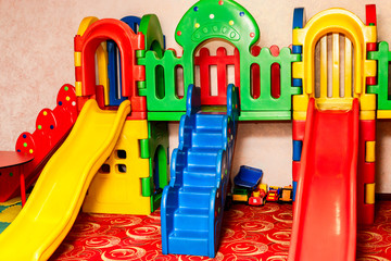 Children's plastic slides. Entertainment center for children
