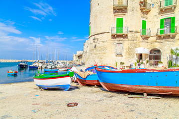 Fishing boats in small port Giovinazzo near Bari, Apulia, Italy