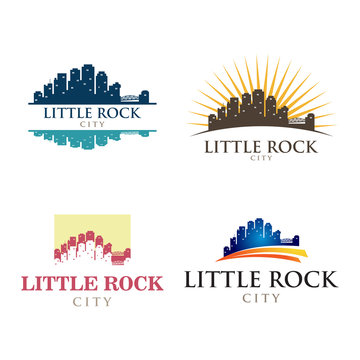 Little Rock Arkansas In Cityscape Skyline Silhouette Logo