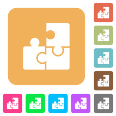 Puzzles rounded square flat icons